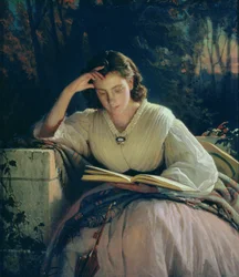 Lezen (portret van de vrouw van de kunstenaar), 1863